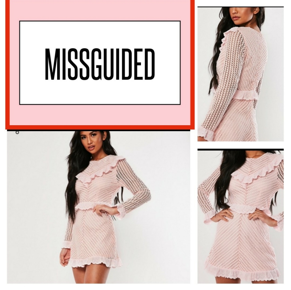 Missguided Pink Lace Inlet Dress